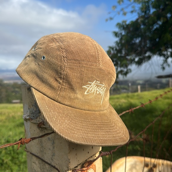 Vintage Stussy Y2K Tan Skate Corduroy 5 Panel Cap one Size - Picture 2 of 12